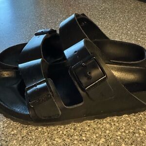 Birkenstock Arizona all leather Black Double Buckle Sandals 36